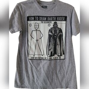 Disney Star Wars Gray Darth Vader Drawing Tee Youth MED